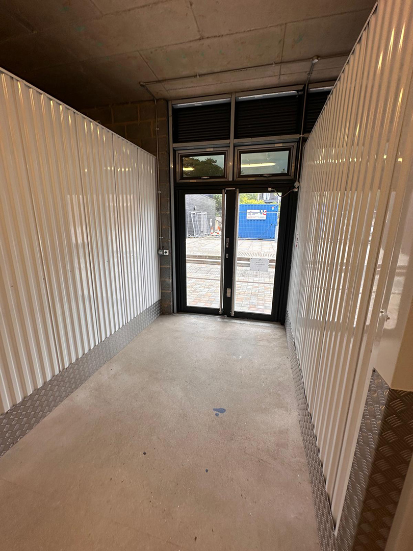 View from inside facility looking out to entrance